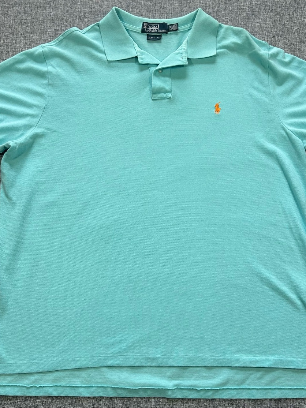 Ralph Lauren Blue Polo with Orange Pony Logo XXL Men’s Shirt Custom Fit